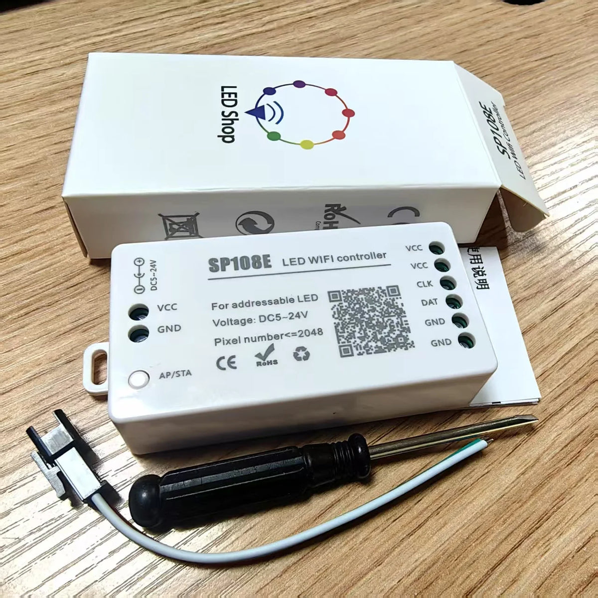 SP108E Wifi SPI Pixel LED Controller DC5-24V for WS2812B WS2811 WS2815 Addressable Pixel LED Strip Lights Max 2048 Pixels