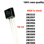 100pcs TO-92 2N5088 2N3906 2N5401 2222 2N3904 2N5551 2N7000 2N5089 2N4401 2N2907 2N2222 2N4403 good product