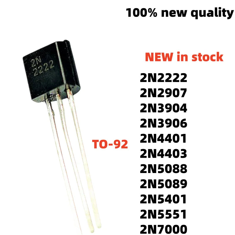 100pcs TO-92 2N5088 2N3906 2N5401 2222 2N3904 2N5551 2N7000 2N5089 2N4401 2N2907 2N2222 2N4403 good product