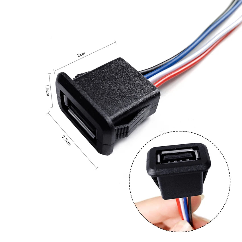 2.0 USB Female Base 2P/4P Direct Pressure Buckle Welding Wire Type A-Port Waterproof Socket Charging Female Plug