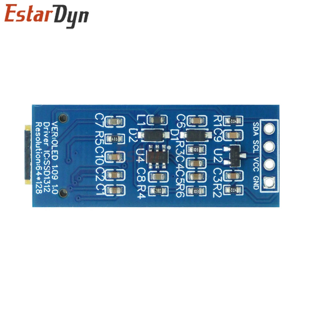 1.09 Inch OLED Display Module 128x64 White SSD1312 I2C, 4 Pin Interface for Raspberry Pi, Low Power Wide View