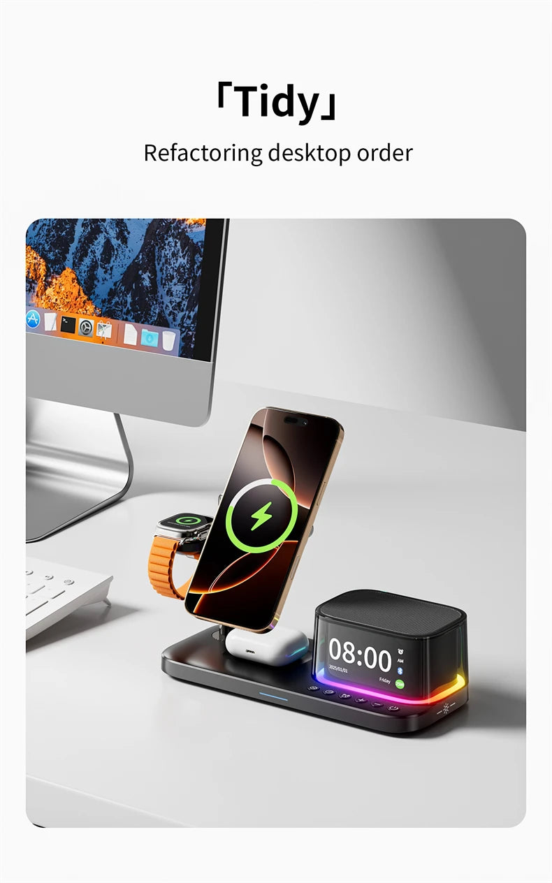 Super Fast QI2.2 25W Magnetic Wireless Charger Station For Galaxy S25/S26 iPhone 17 16 Pro Max Apple& Galaxy Watch Airpods Buds