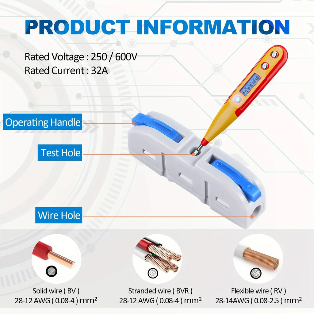Lever Wire Connectors, 10pcs/60pcs Inline Wire Connectors Kit for Quick Connect, Push in Compact Splicing Electrical Connectors