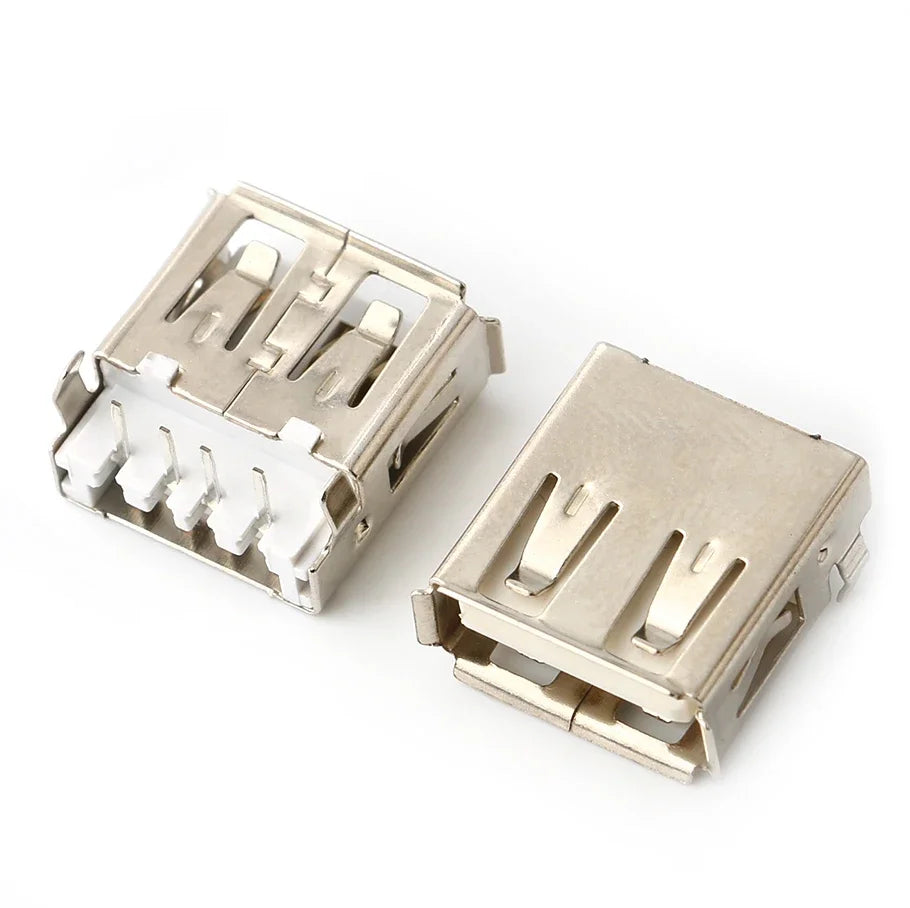 10Pcs USB 2.0 4Pin A Type Female Socket Connector G54 2 Feet 90/180 Degree Data Transmission Charging USB Connector