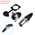 Waterproof IP65 Rj45 Male Plug + Female Socket Connector Panel Mounting Rj45 Network Ethernet Connector Adapter 8pin 8p8c