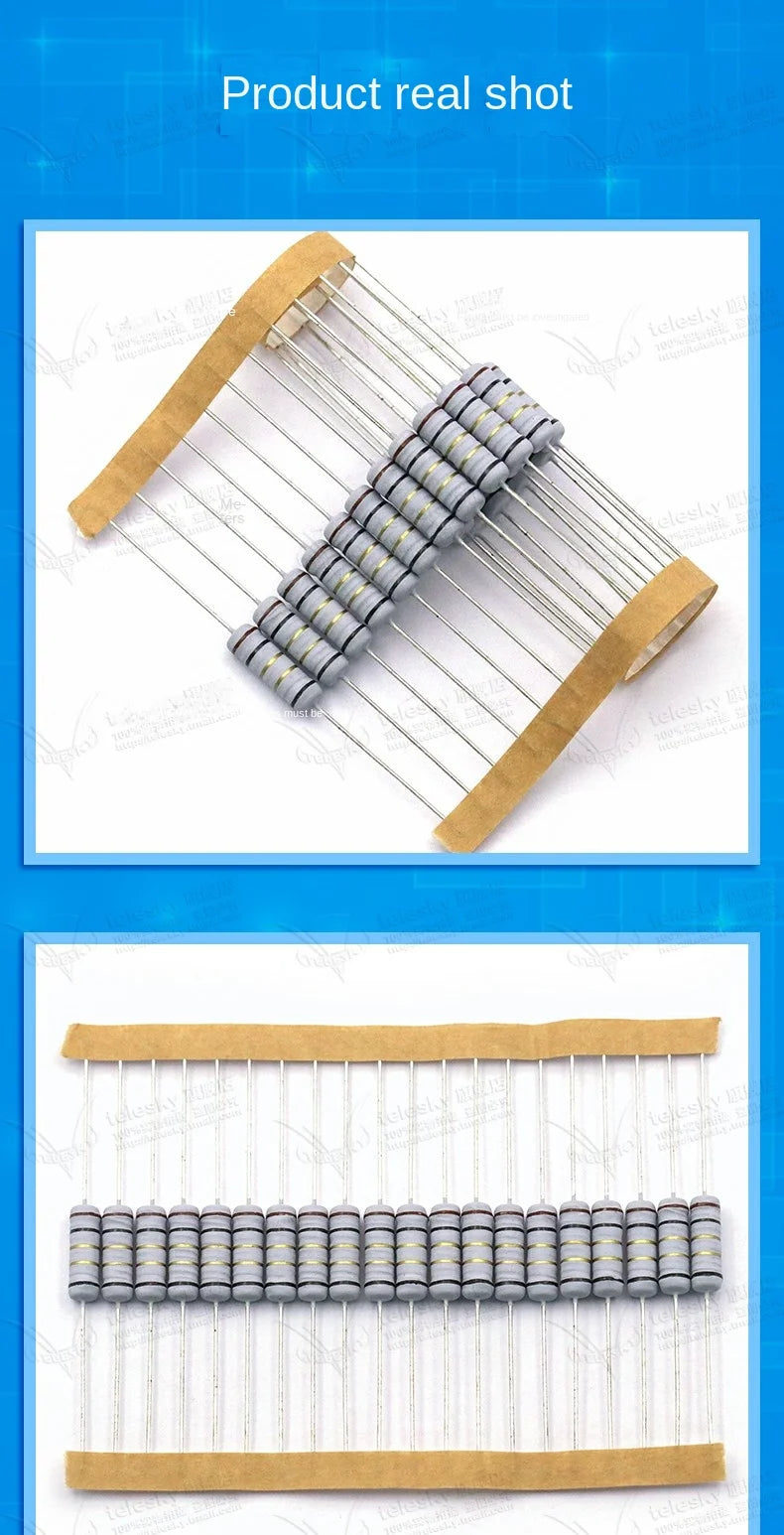 20PCS 2W 5% Wire Wound Resistor Fuse Winding Resistance 0.1 0.15 0.22 0.33 0.47 0.5 1 2.2 3.3 4.7 5.1 8.2 10 20 22 47 51 100 ohm