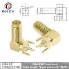 SMA Male Female Straight Connector 90 Degree Solder Edge PCB Straight Right angle Mount RF Copper Plug Socket