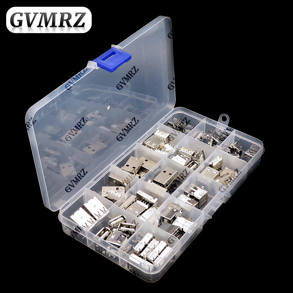 14Values 82PCS USB Type A Standard Port Female Solder Jacks Connector PCB Socket USB-A USB-B type