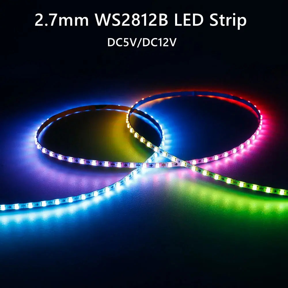 2.7mm WS2812B LED Strip Ultra Narrow White PCB WS2812 2020SMD 160Leds/m Individually Addressable Samrt Pixel Light DC5V/12V