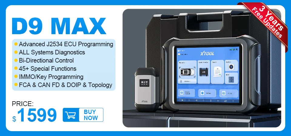 XTOOL D9S PRO D9SPRO Car Diagnostic Tool Bluetooth ECU Programming/Coding Automotive Scanner 45 Services CANFD DOIP FCA Topology