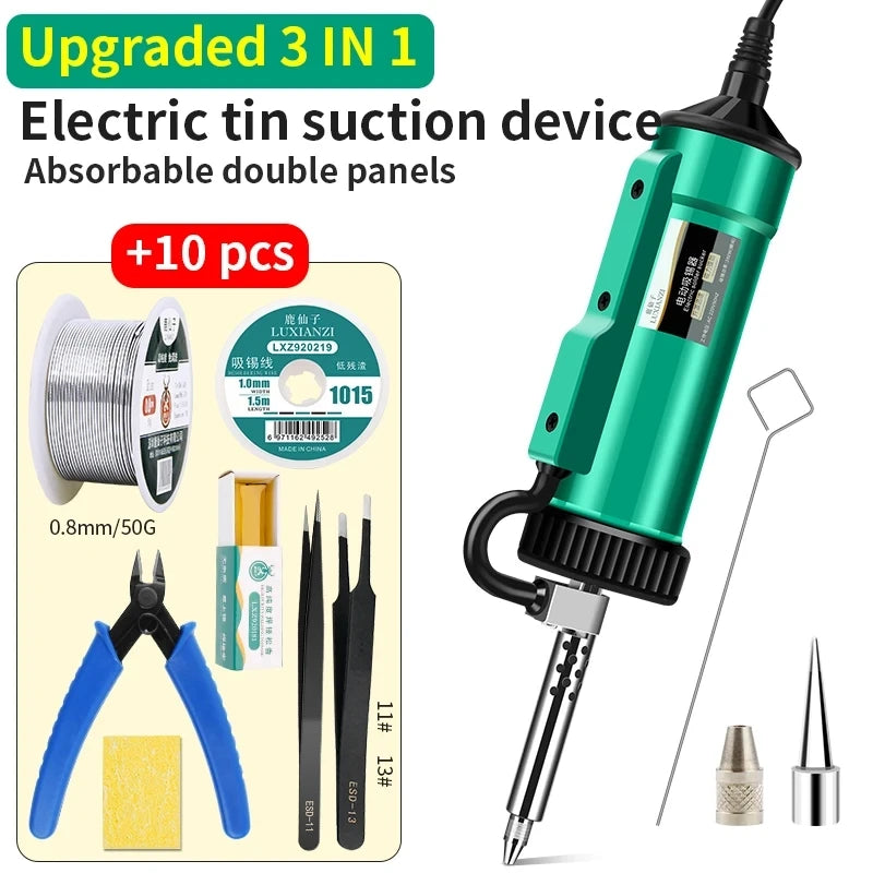 LUXIANZI 220V 50Hz Electric Suction Gun Vacuum Solder Sucker Tin Soldering Iron Desolder Pump Repair Welding Tools with Nozzle