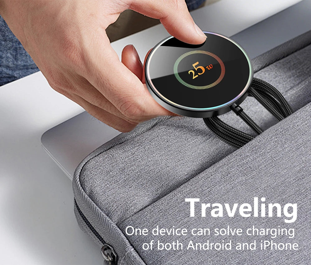 25W Magnetic Wireless Charger Compatible with Apple iPhone 17/16/15, Samsung, Xiaomi Phones, Car, Bedside, Desktop Wireless Indu