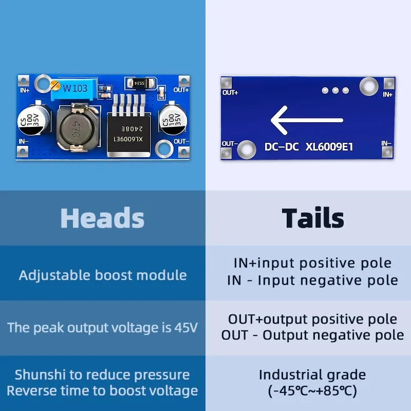 10Pcs XL6009 DC-DC Buck Converter Buck Boost Voltage Power Supply Switch Module 4A 400KHz Adjustable 3.8-30V to 1.25-35V
