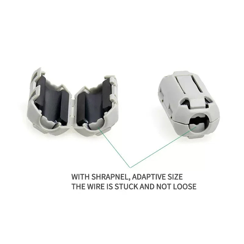 10/20Pcs Clip-on Ferrite Core Ring Bead 3.5-15mm EMI RFI Noise Filter Snap Cable Clip Choke for Black Audio Video Wire