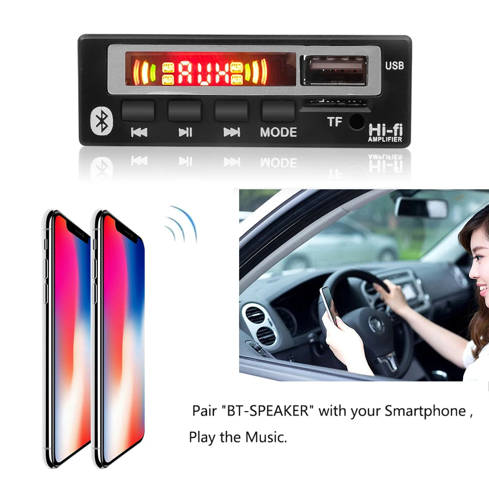 Bluetooth 5.0 WMA MP3 Decoder Board Wireless Car Radio Module Support USB TF FM Music Player with Color Screen Car Accessories