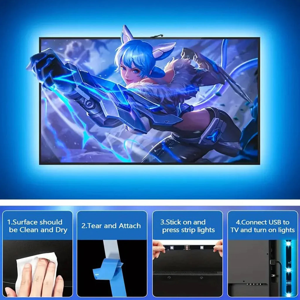 LED TV Backlight with Color Picking Sensor RGB-IC Led Strip Lights App Control Music Sync Light for 55-75inch PC/TV Ambient Ligh