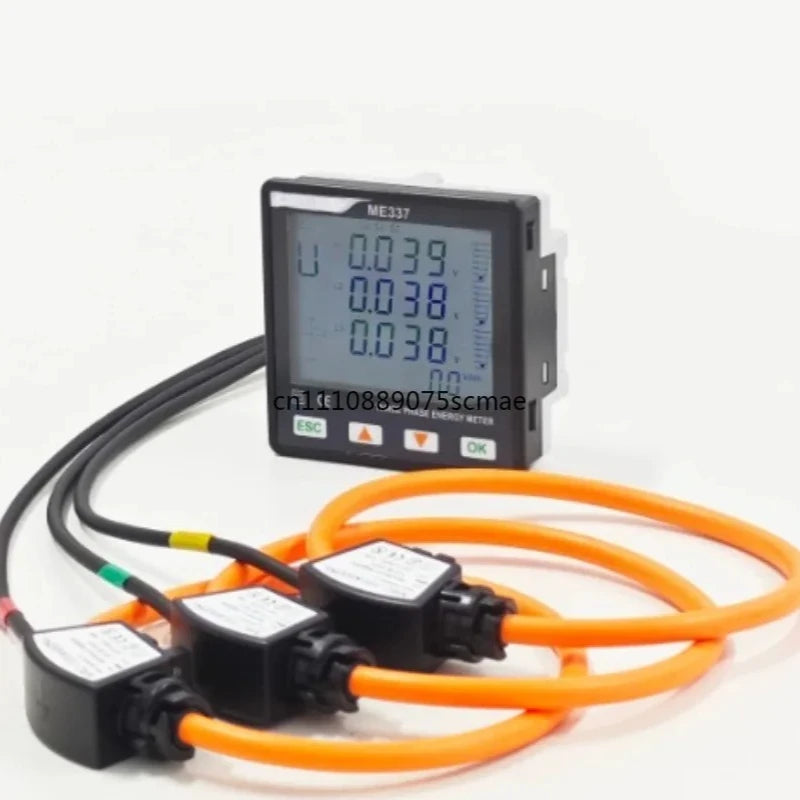 Panel Mount Three Phase Power Meter LCD Display RS485 Modbus Multi Function Without Rogowski Coil