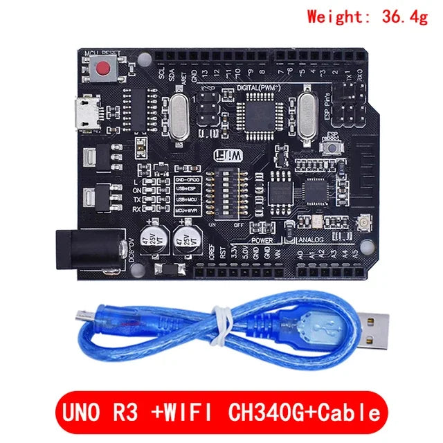 1Set UNO R3 Official Box ATMEGA16U2 / UNO+WiFi R3 MEGA328P Chip CH340G For Arduino UNO R3 Development Board WeMos ESP8266