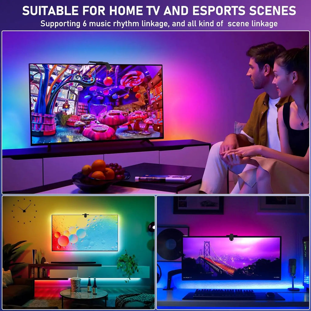 TV Led Backlight RGBIC LED Strip Light With AR Color Sensor App Control RGB Ambient Light for 55 to 85 Inch Screen Backlight
