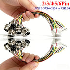 M12 Aviation Plug 2 3 4 5 6 Pin Male Head Adapter Cable Connector GX20 GX16  GX12 to XH2.54 Terminal Wire Extension Line 15-30cm