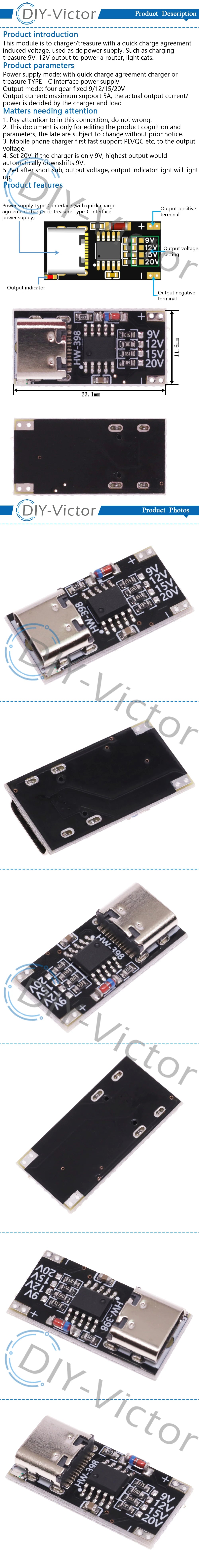 PD/QC/AFC TYPE-C Decoy Board USB Boost Module PD3.0 2.0 PPS/QC4+FCP AFC Type-c Trigger Polling Detector Power Fast Charge
