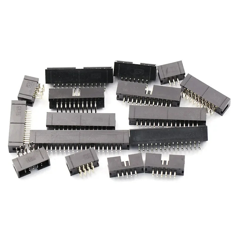 10pcs DC3 2.54mm DIP RA Right Angle SMT Double Row 6P 10P 20P 26P 34P 40P ISP Male Pin IDC JTAG Socket Box Header