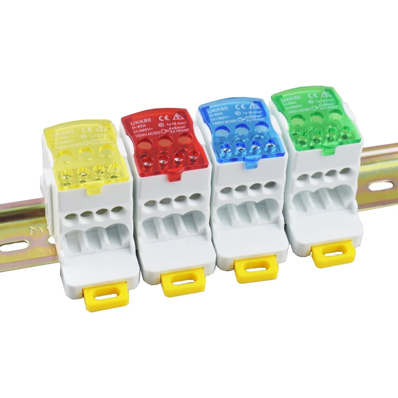 Terminal Block UKK80A UKK125A UKK160A Electric Wire Connector 1 in many Out Din Rail distribution Wiring Accessories Blue Yellow