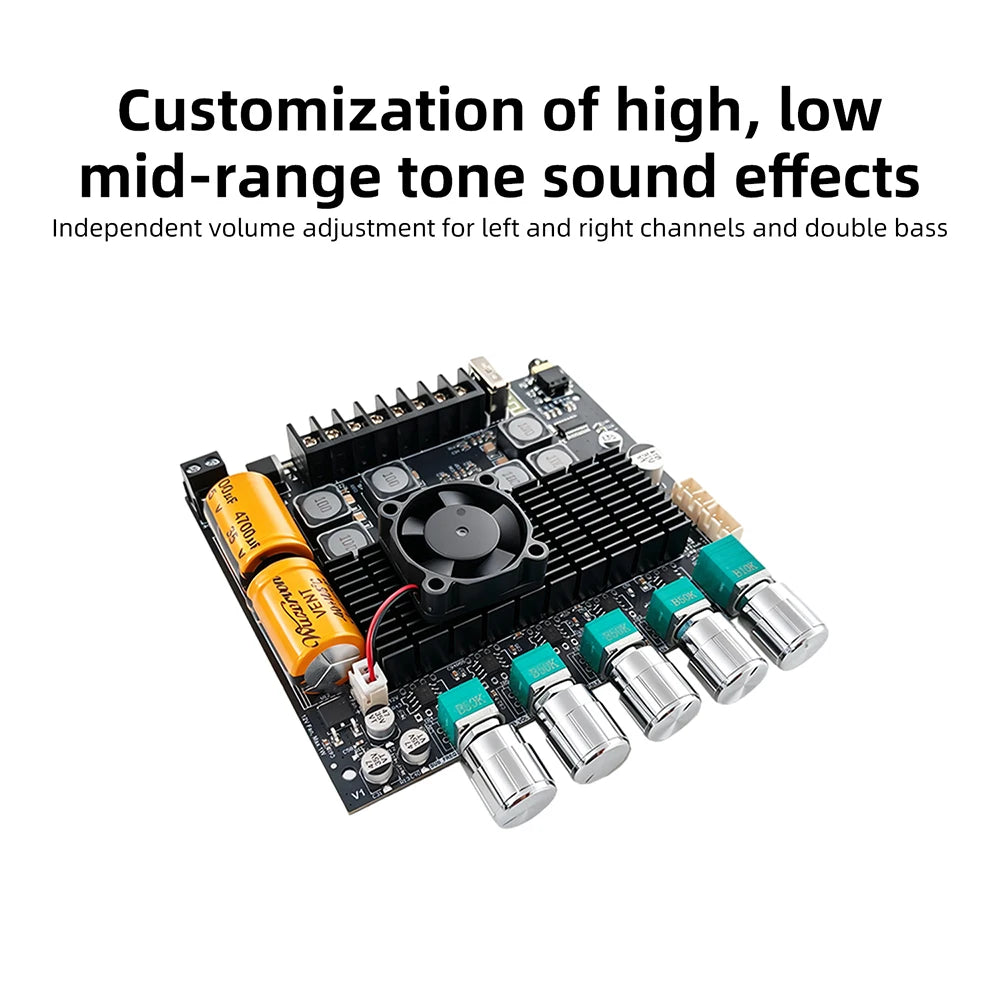 DC12‑24V ZK‑TB22 Audio Amplifier Module 75W+75W+145W+145W 2.2 Channel Bluetooth AUX USB PC Input Treble Bass Adjust
