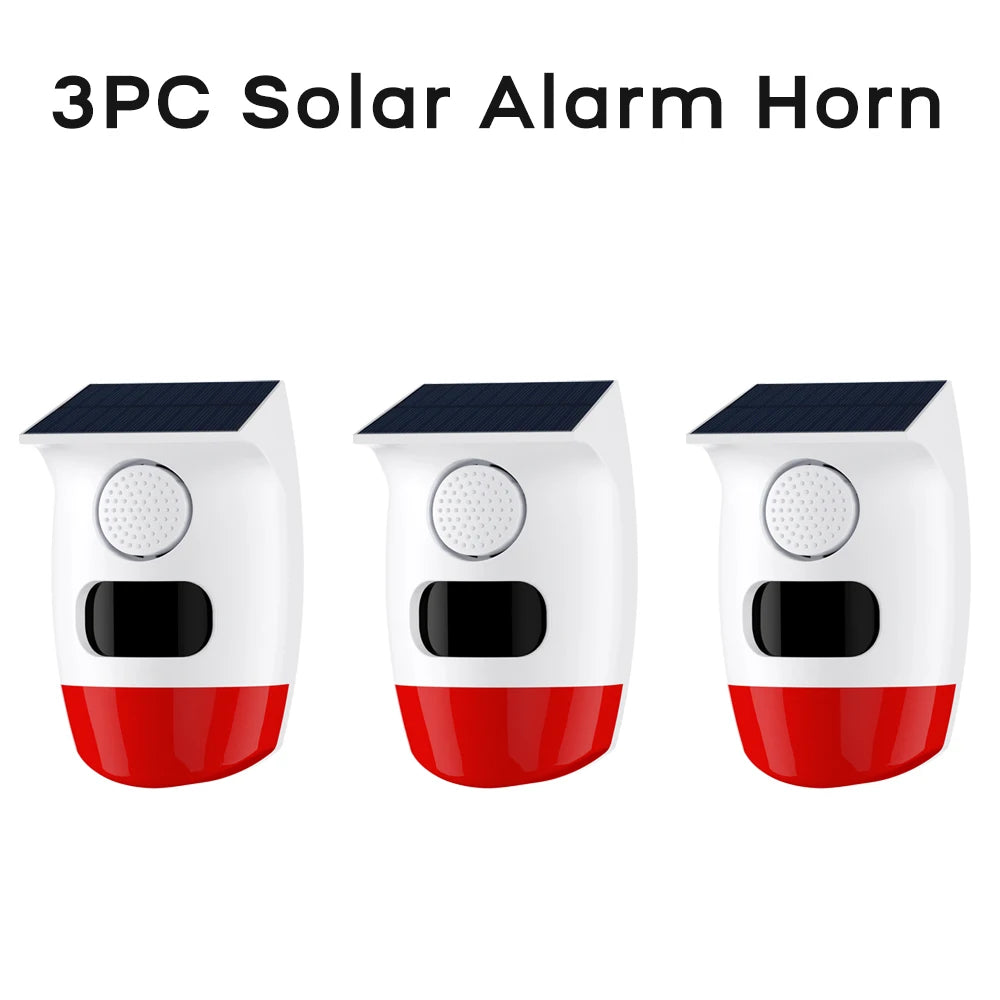 Outdoor Solar Alarm PIR Infrared Motion Sensor 120dB Siren Sound Light Flash Waterproof Security Protection for Yard