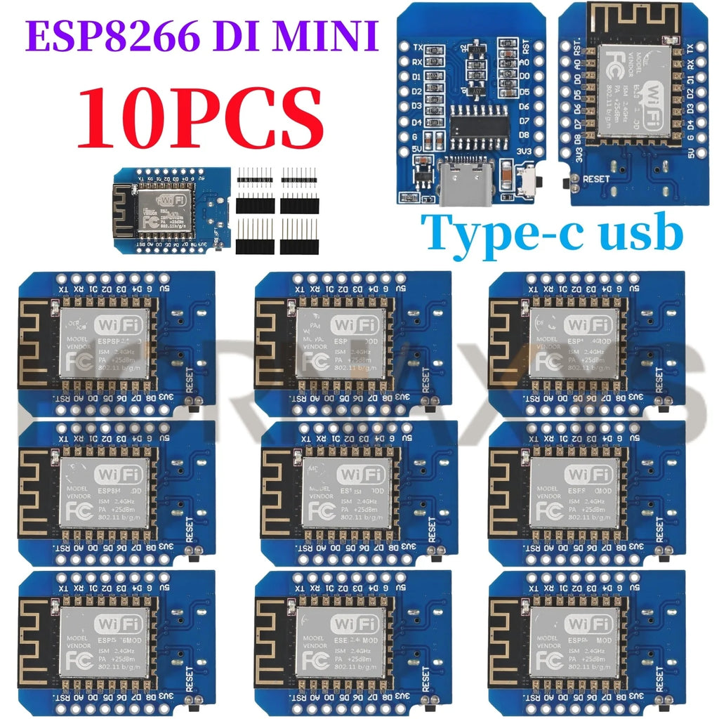 1-10PCS/WeMos D1 Mini TYPE-C/Micro USB ESP8266 ESP-12F CH340G V2 Module WiFi D1 Mini Development Board 3.3V With Pin For Arduino
