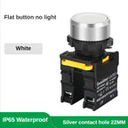 Waterproof Button Switch Momentary Self Reset Self Locking Flat Round Head 22mm Power Push Button Switch 10A 1NO 1NC Red Green