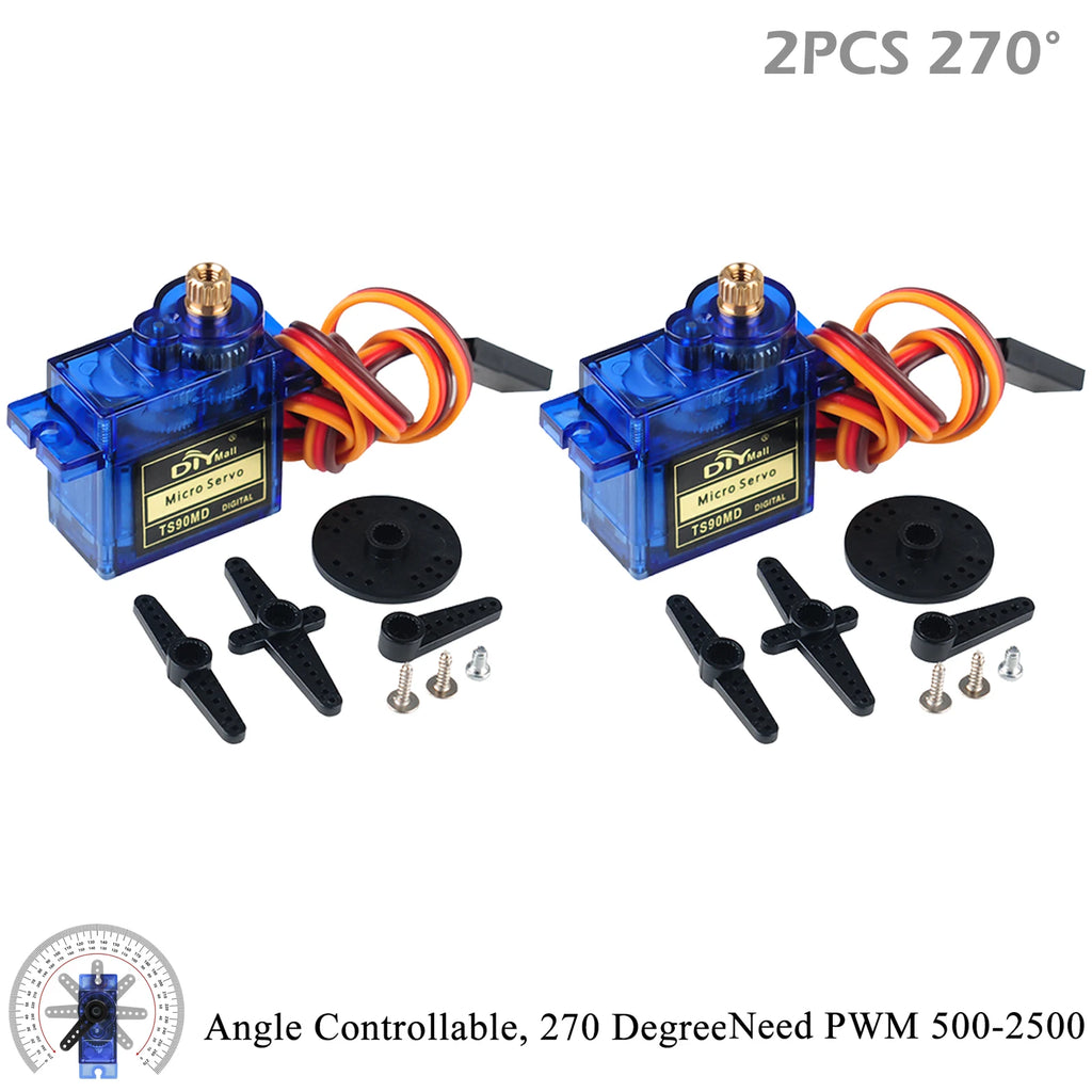 TS90MD 9g Micro Servo Motor Metal Gear Simulation Steering Gear 90/180/270/360 Degree Mini Servo for RC Planes