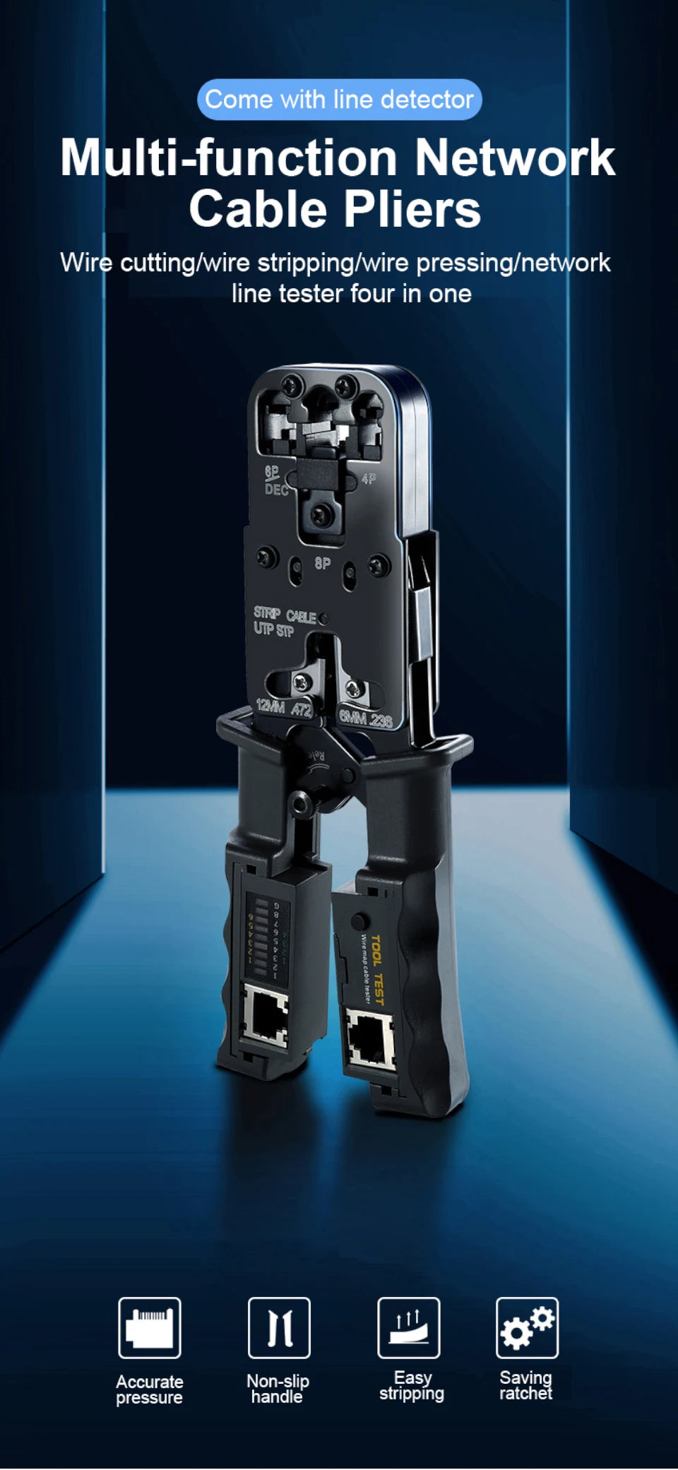 3 in 1 RJ45 Network Plier LAN Cable Crimper Pliers Cutting Three-Purpose Tool Tester 6P/8P/4P Wire Cutter Test Crimping