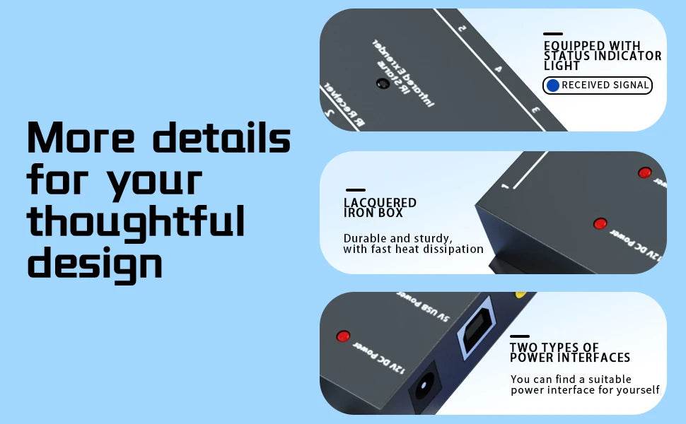 Infrared Repeater Extender Kit, Hidden IR Remote Extender Set, Suitable for Remote Control Extender Kit of Infrared Devices-LD