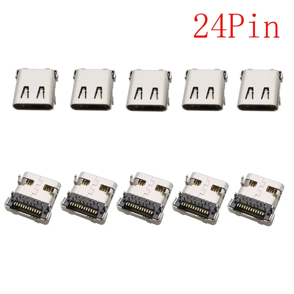 10Pcs USB Connector Type C Female Charging Port Jack 2P/6P/16P/24 Pin Soldering PCB SMD SMT DIY USB-C Socket Adapter