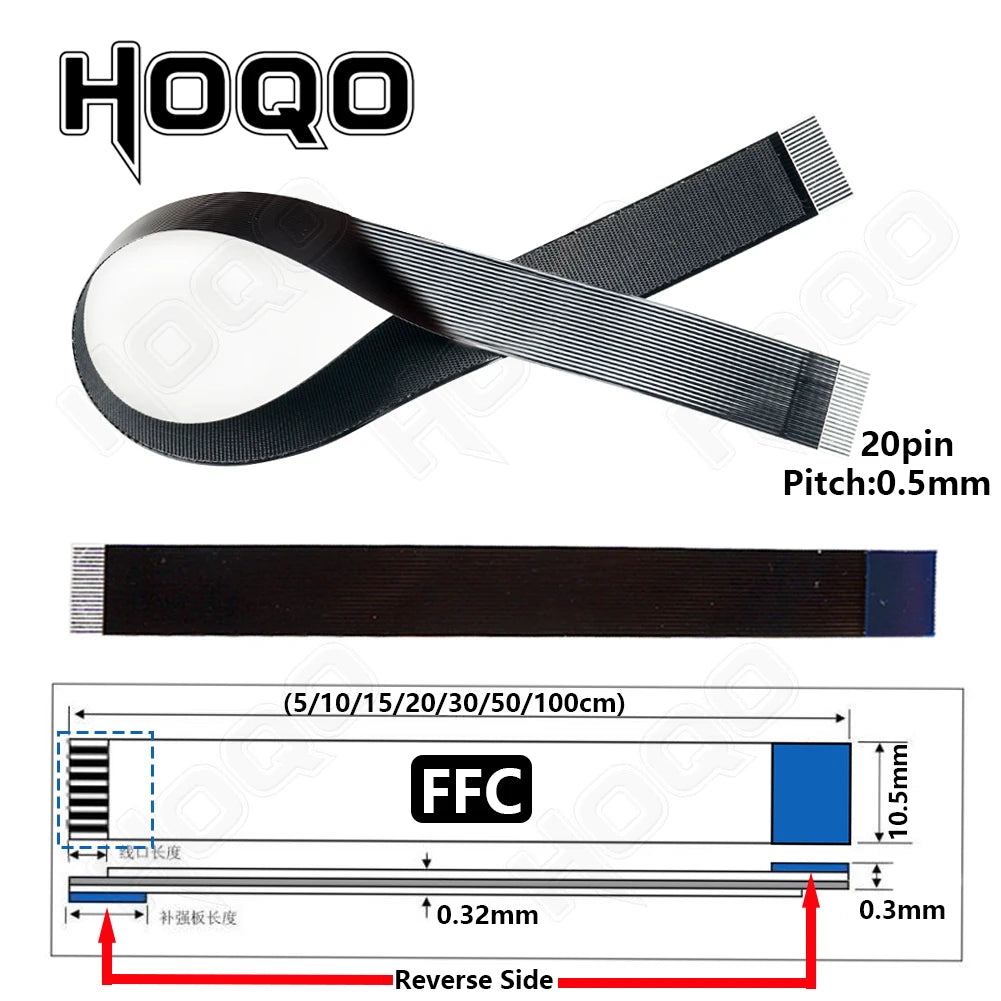 Hoqo Flexible Flat Cable For Raspberry Pi Type-C Mini/Micro USB Extension Ribbon FFC FPV Slim Flat Soft Flexible FPC Charge FPV