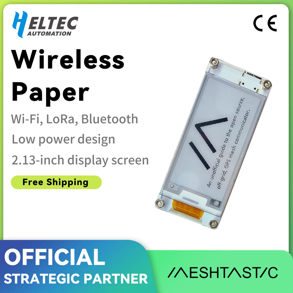 Heltec Wireless Paper Eink Display ESP32 LoRa Meshtastic Smart Price Tag Electronic Shelf Label via Bluebooth SX1262 LoRa WiFi