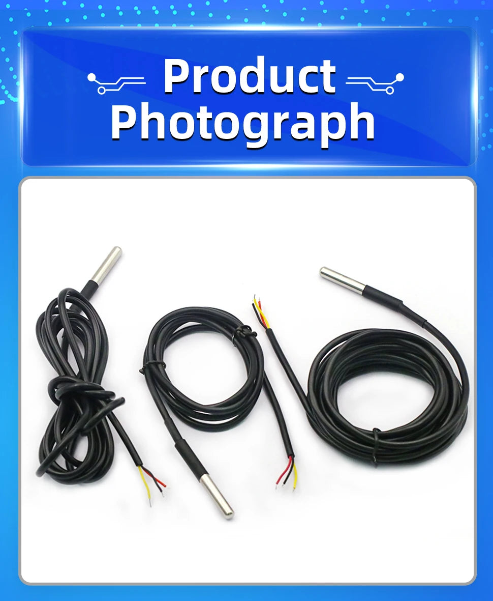 1PCS DS18B20 Temperature Probe Sensor Stainless Steel Package Waterproof Digital Temperature Sensor 1M/2M/3M