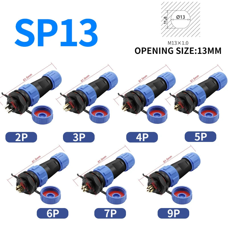5/10/100 Sets SP13 2/3/4/5/6/7/9 Pin Connector IP68 Waterproof Aviation Plug Socket Male Female Panel Mount Connectors