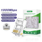 ZoeRax 100-PACK CAT6A CAT6 CAT5E Pass Through Connector Ethernet Connectors UTP Network Plug for Solid Wire and Standard Cable