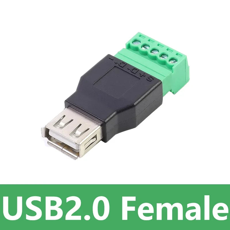 USB 2.0 Type A Male/Female To 5Pin Screw Connector USB Jack with Shield USB2.0 To Screw Terminal Plug