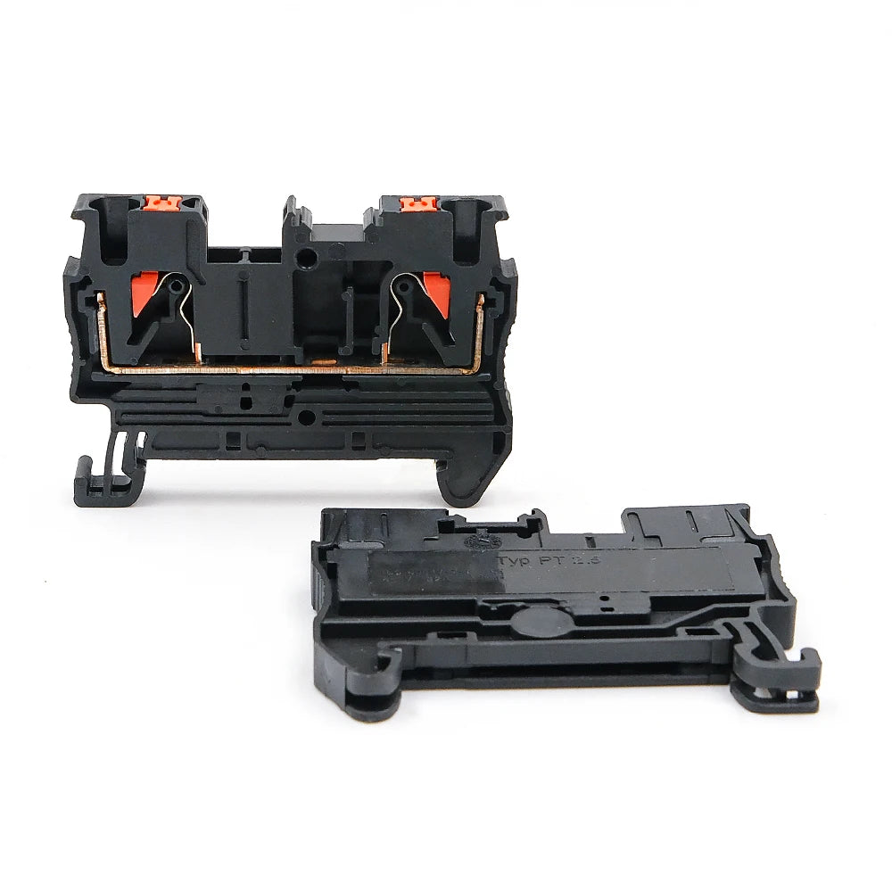 100Pcs DIN Rail Terminal Block PT2.5 2.5mm² Push-in Quick Wiring with Spring Cage Compact Industrial Electrical Connector
