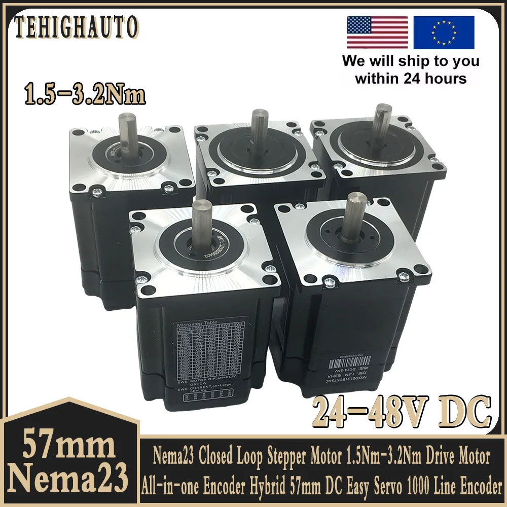 Nema23 57Closed Loop Stepper Motor Drive All-in-one Encoder Hybrid 8mm Shaft 57mm Easy Servo Motor 1000 Line Encoder DC24-48V