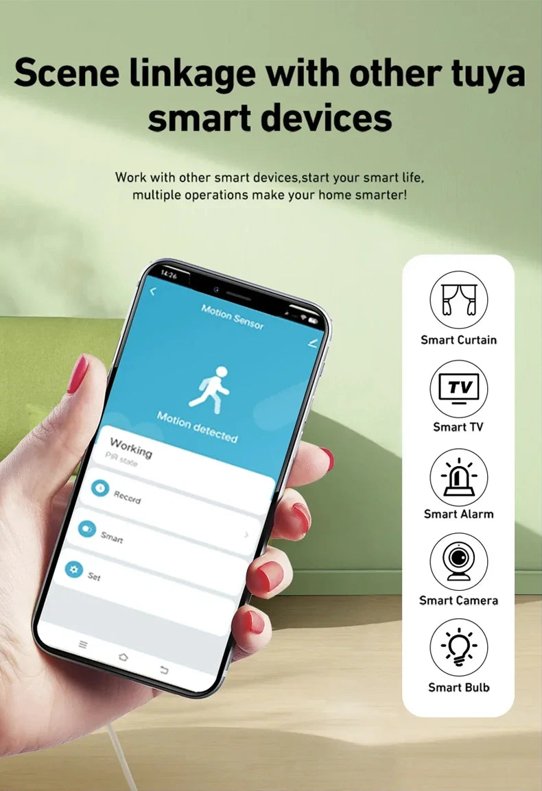 WiFi Human Motion Sensor PIR Infrared Detector Works With Tuya Smart Life APP Home Security Anti-theft Devices Support Alexa