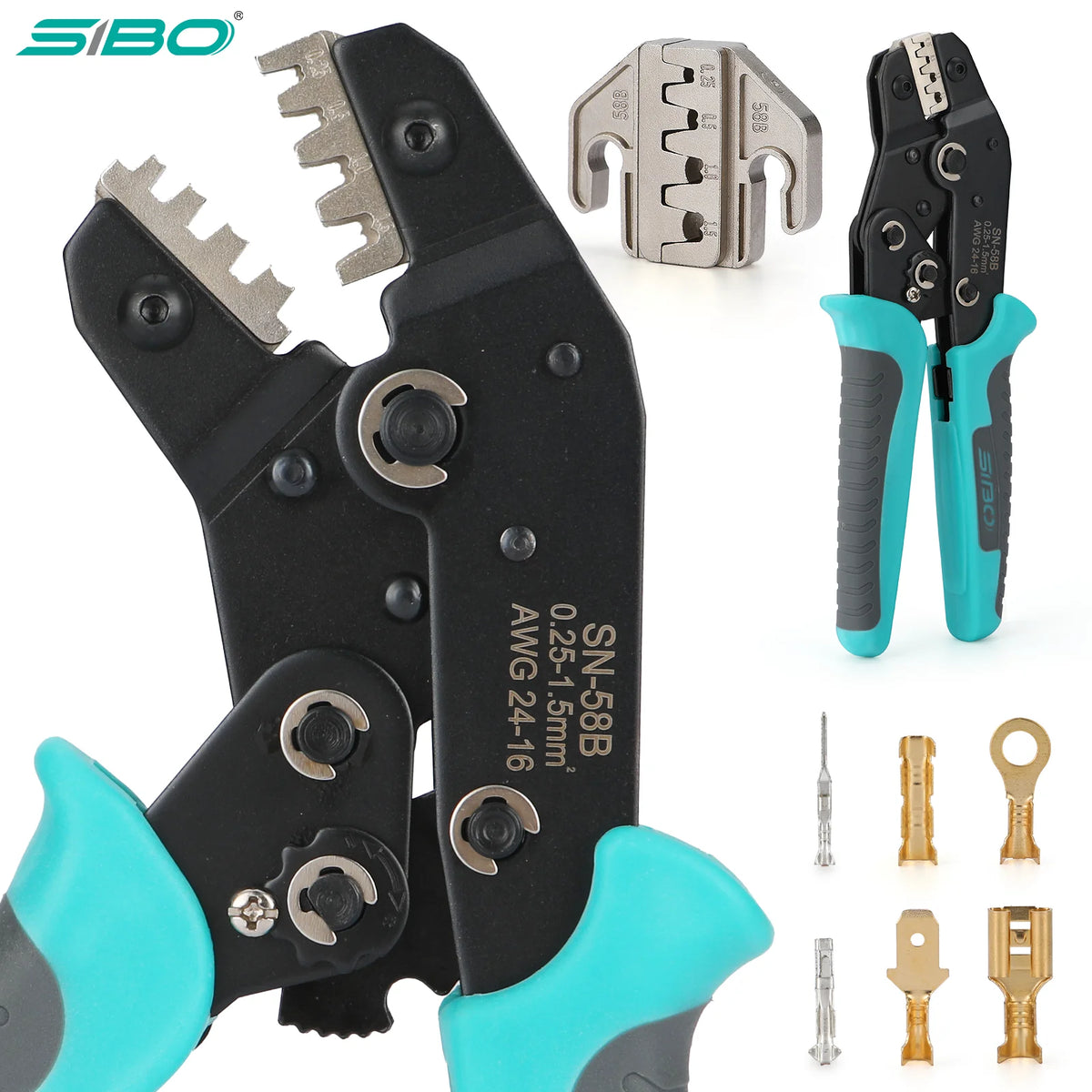 SIBO SN-68B SN-58B Ratcheting Crimping Tool for Dupont JST MOLEX Open Barrel,Dupont Molex JST TE Terminals & EPS PCIE SATA Pins