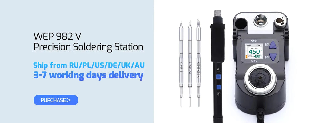 WEP 982-V Digital Electric Soldering Iron Kit C115 C210 C245 Precision Soldering Iron Soldering Station Small Rework Station