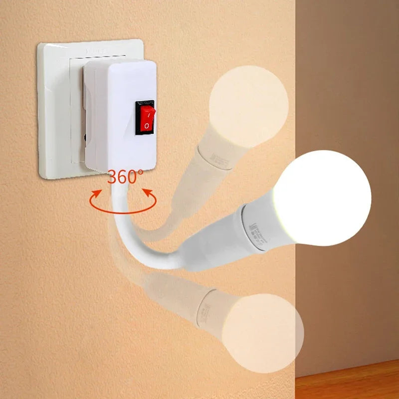 E27 Direct Plug in Swivel Head E26 LED Light Socket with Switch EU US LED Table Lamp Base Holder