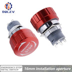 16/19/22mm Metal Aluminum Emergency Stop Switch Push Button Switch Latching NO NC 1NO 1NC Pin Terminal Red Mushroom Stop Button