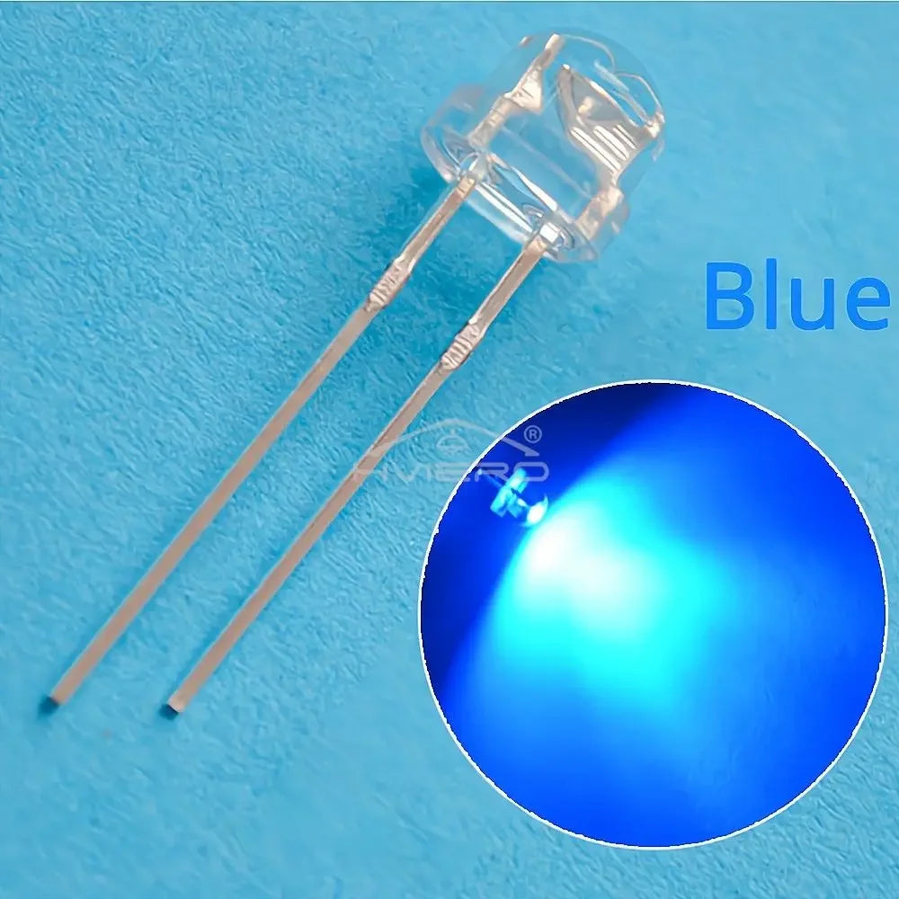 F5 5mm Straw Mini Hat Emitting Diode Ultra Bright Water Clear Light Bead White Blue Green Yellow Red Wide Angle LED Bulb