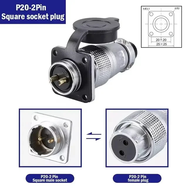 PLS20 Aviation Connector WS20 TP20 Opening Diameter 20mm 2/3/4/5/6/7/8/9/10/12 Pin Male Female Aviation Plug Aviation Socket